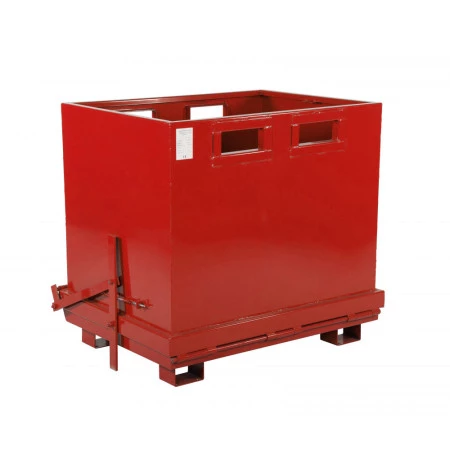 Benne à fond ouvrant automatique rouge. Volume 700 à 1800 litres Benne à fond ouvrant automatique rouge. Volume 700 à 1800 litres