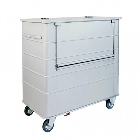 Chariot aluminium à fond mobile et porte latérale - Charge : 150 kg - Volume : 987 Litres
