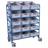 Chariot porte-bacs inclinable et réglable 5 niveaux Chariot porte-bacs inclinable et réglable 5 niveaux
