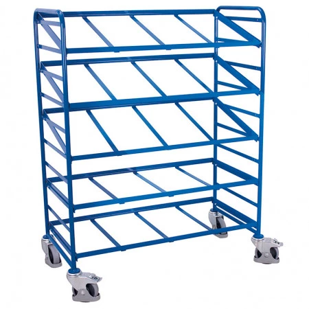Chariot porte-bacs inclinable et réglable 5 niveaux Chariot porte-bacs inclinable et réglable 5 niveaux