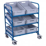 Chariot porte-bacs inclinable et réglable - pour 6 bacs Chariot porte-bacs inclinable et réglable - pour 6 bacs