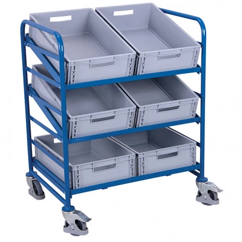 Chariot porte-bacs inclinable et réglable - pour 6 bacs Chariot porte-bacs inclinable et réglable - pour 6 bacs