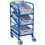 Chariot porte-bacs inclinable et réglables - pour 3 bacs Chariot porte-bacs inclinable et réglables - pour 3 bacs
