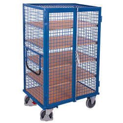 Chariot à 5 étagères grillagés avec porte