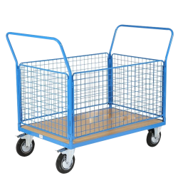 Chariot de manutention grillagé 4 côtés - Capacité 500 kg