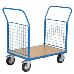 Chariot manutention plateau bois 2 Côtés Grillagés - Capacité 500 kg