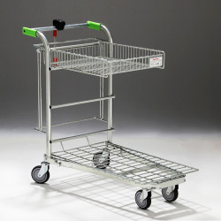 Chariot magasin emboitable avec panier rabattable