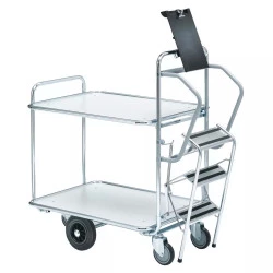 Chariot à grand plateau pour préparation de commandes