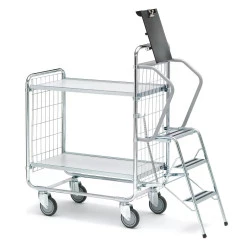 Chariot préparateur de commande à grilles latérales