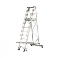 Escabeau mobile repliable professionnel sur 4 roulettes
