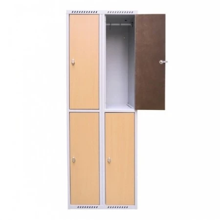 Vestiaire 2 cases superposées avec portes en bois - Larg. 300 mm