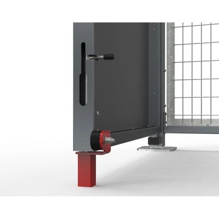 Maintien des portes en position ouverte et fermée par loquets et sabots Maintien des portes en position ouverte et fermée par loquets et sabots