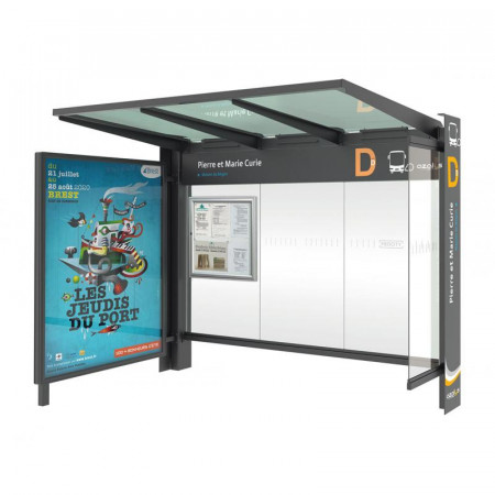 Station bus avec vitrine et bardage latéral Station bus avec vitrine et bardage latéral
