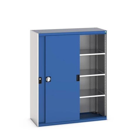 40014064 - Armoire CUBIO SMS-13516-1 - Avec Portes Coulissantes, 3 Tablettes - LxPxH 1300x525x1600mm - Bleu Gentiane RAL 5010 40014064 - Armoire CUBIO SMS-13516-1 - Avec Portes Coulissantes, 3 Tablettes - LxPxH 1300x525x1600mm - Bleu Gentiane RAL 5010