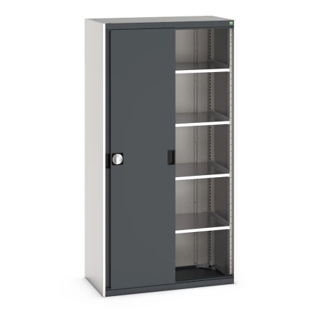 40013071 - Armoire CUBIO SMS-10520-12 - Avec Portes Coulissantes, 4 Tablettes - LxPxH 1050x525x2000mm - Gris Anthracite RAL 7016