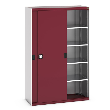 40014063 - Armoire CUBIO SMS-13520-12 - Avec Portes Coulissantes, 4 Tablettes - LxPxH 1300x525x2000mm - Rouge Pourpre RAL 3004 40014063 - Armoire CUBIO SMS-13520-12 - Avec Portes Coulissantes, 4 Tablettes - LxPxH 1300x525x2000mm - Rouge Pourpre RAL 3004