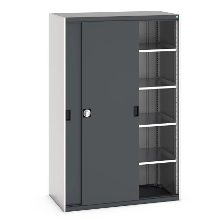 40022065 - CUBIO Armoire SMS-13620-12 - Avec Portes Coulissantes et 4 Tablettes - LxPxH 1300x650x2000mm - Gris Anthracite RAL 7016 40022065 - CUBIO Armoire SMS-13620-12 - Avec Portes Coulissantes et 4 Tablettes - LxPxH 1300x650x2000mm - Gris Anthracite RAL 7016