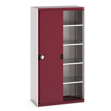 40013071 - Armoire CUBIO SMS-10520-12 - Avec Portes Coulissantes, 4 Tablettes - LxPxH 1050x525x2000mm - Rouge Pourpre RAL 3004 40013071 - Armoire CUBIO SMS-10520-12 - Avec Portes Coulissantes, 4 Tablettes - LxPxH 1050x525x2000mm - Rouge Pourpre RAL 3004