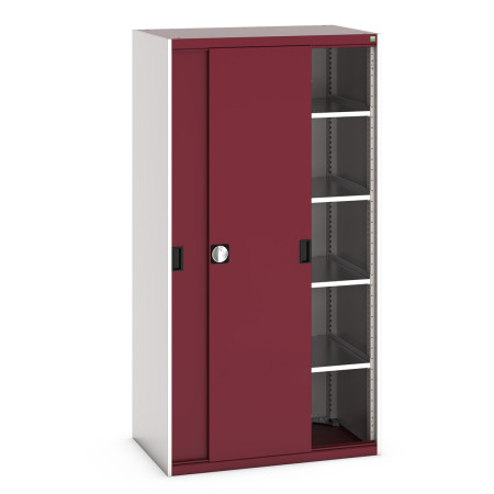 40021141 - Armoire CUBIO SMS-10620-12 - Avec Portes Coulissantes et 4 Tablettes - LxPxH 1050x650x2000mm - Rouge Pourpre RAL 3004 40021141 - Armoire CUBIO SMS-10620-12 - Avec Portes Coulissantes et 4 Tablettes - LxPxH 1050x650x2000mm - Rouge Pourpre RAL 3004