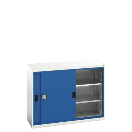 16926670 - Armoire VERSO basse à Portes Coulissantes et 2 Tablettes - LxPxH 1300x550x1000mm - Bleu Gentiane RAL 5010 16926670 - Armoire VERSO basse à Portes Coulissantes et 2 Tablettes - LxPxH 1300x550x1000mm - Bleu Gentiane RAL 5010