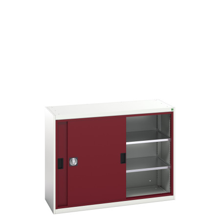 16926670 - Armoire VERSO basse à Portes Coulissantes et 2 Tablettes - LxPxH 1300x550x1000mm - Rouge Pourpre RAL 3004 16926670 - Armoire VERSO basse à Portes Coulissantes et 2 Tablettes - LxPxH 1300x550x1000mm - Rouge Pourpre RAL 3004