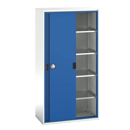 16926281 - Armoire VERSO haute à Portes Coulissantes et 4 Tablettes - LxPxH 1050x550x2000mm - Bleu Gentiane RAL 5010 16926281 - Armoire VERSO haute à Portes Coulissantes et 4 Tablettes - LxPxH 1050x550x2000mm - Bleu Gentiane RAL 5010