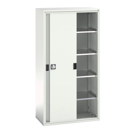 16926281 - Armoire VERSO haute à Portes Coulissantes et 4 Tablettes - LxPxH 1050x550x2000mm - Gris Clair RAL 7035 16926281 - Armoire VERSO haute à Portes Coulissantes et 4 Tablettes - LxPxH 1050x550x2000mm - Gris Clair RAL 7035