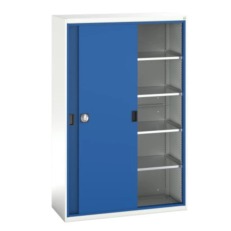 16926671 - Armoire VERSO haute à Portes Coulissantes et 4 Tablettes - LxPxH 1300x550x2000mm - Bleu Gentiane RAL 5010 16926671 - Armoire VERSO haute à Portes Coulissantes et 4 Tablettes - LxPxH 1300x550x2000mm - Bleu Gentiane RAL 5010