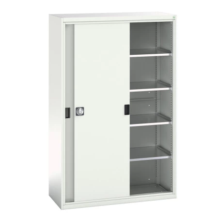 16926671 - Armoire VERSO haute à Portes Coulissantes et 4 Tablettes - LxPxH 1300x550x2000mm - Gris Clair RAL 7035 16926671 - Armoire VERSO haute à Portes Coulissantes et 4 Tablettes - LxPxH 1300x550x2000mm - Gris Clair RAL 7035
