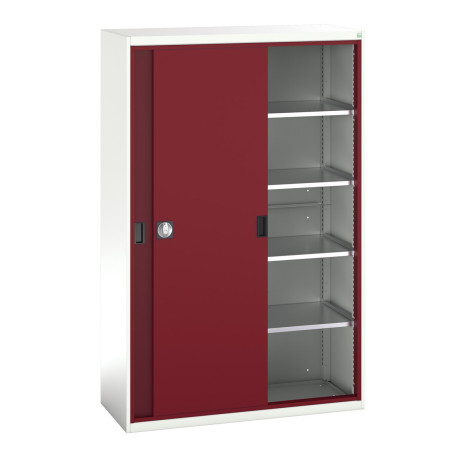 16926671 - Armoire VERSO haute à Portes Coulissantes et 4 Tablettes - LxPxH 1300x550x2000mm - Rouge Pourpre RAL 3004 16926671 - Armoire VERSO haute à Portes Coulissantes et 4 Tablettes - LxPxH 1300x550x2000mm - Rouge Pourpre RAL 3004