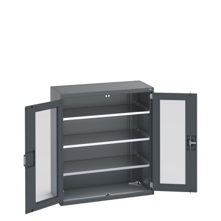 40013061 - Armoire CUBIO SMFS-10512-1 - Avec 2 Portes Transparentes, 3 Tablettes - LxPxH 1050x525x1200mm - Full Gris Anthracite RAL 7016 40013061 - Armoire CUBIO SMFS-10512-1 - Avec 2 Portes Transparentes, 3 Tablettes - LxPxH 1050x525x1200mm - Full Gris Anthracite RAL 7016