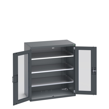 40021131 - Armoire CUBIO SMFS-10612-1 - Avec 2 Portes Transparentes et 3 Tablettes - LxPxH 1050x650x1200mm - Full Gris Anthracite RAL 7016 40021131 - Armoire CUBIO SMFS-10612-1 - Avec 2 Portes Transparentes et 3 Tablettes - LxPxH 1050x650x1200mm - Full Gris Anthracite RAL 7016