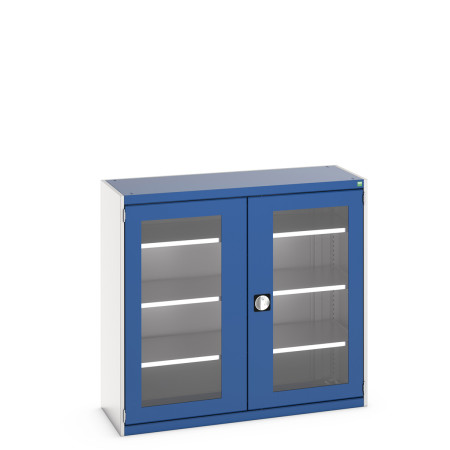40014056 - Armoire CUBIO SMFS-13512-1 - Avec 2 Portes Transparentes et 3 Tablettes - LxPxH 1300x525x1200mm - Bleu Gentiane RAL 5010 40014056 - Armoire CUBIO SMFS-13512-1 - Avec 2 Portes Transparentes et 3 Tablettes - LxPxH 1300x525x1200mm - Bleu Gentiane RAL 5010