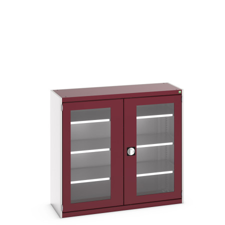 40014056 - Armoire CUBIO SMFS-13512-1 - Avec 2 Portes Transparentes et 3 Tablettes - LxPxH 1300x525x1200mm - Rouge Pourpre RAL 3004 40014056 - Armoire CUBIO SMFS-13512-1 - Avec 2 Portes Transparentes et 3 Tablettes - LxPxH 1300x525x1200mm - Rouge Pourpre RAL 3004