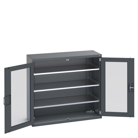 40014056 - Armoire CUBIO SMFS-13512-1 - Avec 2 Portes Transparentes et 3 Tablettes - LxPxH 1300x525x1200mm - Full Gris Anthracite RAL 7016 40014056 - Armoire CUBIO SMFS-13512-1 - Avec 2 Portes Transparentes et 3 Tablettes - LxPxH 1300x525x1200mm - Full Gris Anthracite RAL 7016