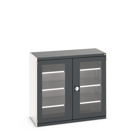 40022058 - Armoire CUBIO SMFS-13612-1 - Avec 2 Portes Transparentes et 3 Tablettes - LxPxH 1300x650x1200mm - Gris Anthracite RAL 7016 40022058 - Armoire CUBIO SMFS-13612-1 - Avec 2 Portes Transparentes et 3 Tablettes - LxPxH 1300x650x1200mm - Gris Anthracite RAL 7016