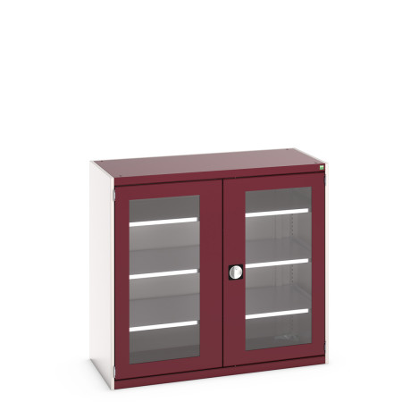 40022058 - Armoire CUBIO SMFS-13612-1 - Avec 2 Portes Transparentes et 3 Tablettes - LxPxH 1300x650x1200mm - Rouge Pourpre RAL 3004 40022058 - Armoire CUBIO SMFS-13612-1 - Avec 2 Portes Transparentes et 3 Tablettes - LxPxH 1300x650x1200mm - Rouge Pourpre RAL 3004