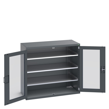 40022058 - Armoire CUBIO SMFS-13612-1 - Avec 2 Portes Transparentes et 3 Tablettes - LxPxH 1300x650x1200mm - Full Gris Anthracite RAL 7016 40022058 - Armoire CUBIO SMFS-13612-1 - Avec 2 Portes Transparentes et 3 Tablettes - LxPxH 1300x650x1200mm - Full Gris Anthracite RAL 7016