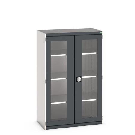 40013062 - Armoire CUBIO SMFS-10516-1 - Avec 2 Portes Transparentes, 3 Tablettes - LxPxH 1050x525x1600mm - Gris Anthracite RAL 7016 40013062 - Armoire CUBIO SMFS-10516-1 - Avec 2 Portes Transparentes, 3 Tablettes - LxPxH 1050x525x1600mm - Gris Anthracite RAL 7016