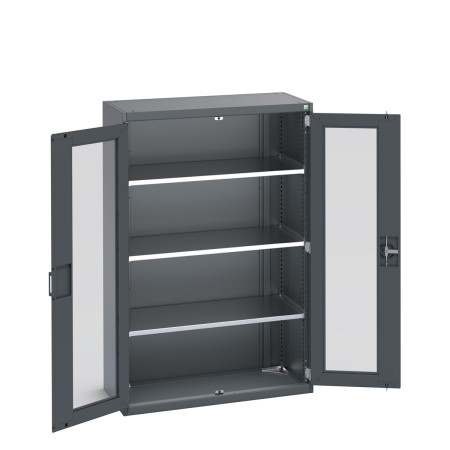 40013062 - Armoire CUBIO SMFS-10516-1 - Avec 2 Portes Transparentes, 3 Tablettes - LxPxH 1050x525x1600mm - Full Gris Anthracite RAL 7016 40013062 - Armoire CUBIO SMFS-10516-1 - Avec 2 Portes Transparentes, 3 Tablettes - LxPxH 1050x525x1600mm - Full Gris Anthracite RAL 7016