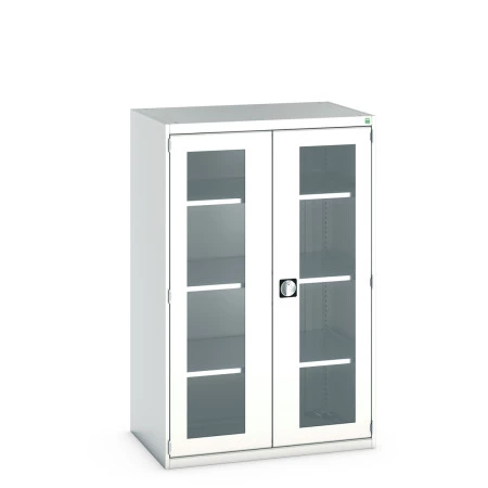 40021132 - Armoire CUBIO SMFS-10616-1 - Avec 2 Portes Transparentes et 3 Tablettes - LxPxH 1050x650x1600mm - Gris Clair RAL 7035 40021132 - Armoire CUBIO SMFS-10616-1 - Avec 2 Portes Transparentes et 3 Tablettes - LxPxH 1050x650x1600mm - Gris Clair RAL 7035