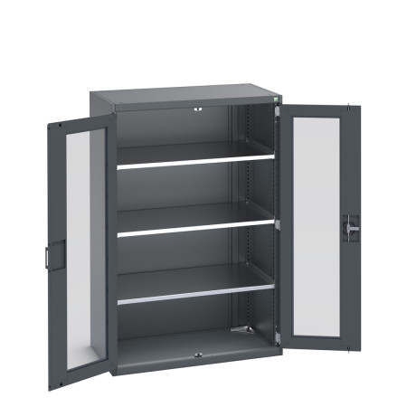 40021132 - Armoire CUBIO SMFS-10616-1 - Avec 2 Portes Transparentes et 3 Tablettes - LxPxH 1050x650x1600mm - Full Gris Anthracite RAL 7016 40021132 - Armoire CUBIO SMFS-10616-1 - Avec 2 Portes Transparentes et 3 Tablettes - LxPxH 1050x650x1600mm - Full Gris Anthracite RAL 7016