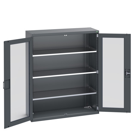 40014057 - Armoire CUBIO SMFS-13516-1 - Avec 2 Portes Transparentes et 3 Tablettes - LxPxH 1300x525x1600mm - Full Gris Anthracite RAL 7016 40014057 - Armoire CUBIO SMFS-13516-1 - Avec 2 Portes Transparentes et 3 Tablettes - LxPxH 1300x525x1600mm - Full Gris Anthracite RAL 7016