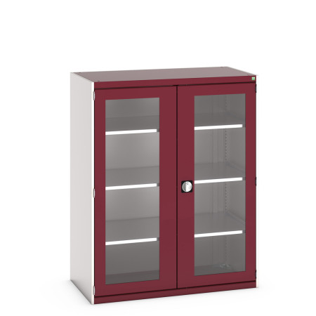 40022059 - Armoire CUBIO SMFS-13616-1 - Avec 2 Portes Transparentes et 3 Tablettes - LxPxH 1300x650x1600mm - Rouge Pourpre RAL 3004 40022059 - Armoire CUBIO SMFS-13616-1 - Avec 2 Portes Transparentes et 3 Tablettes - LxPxH 1300x650x1600mm - Rouge Pourpre RAL 3004