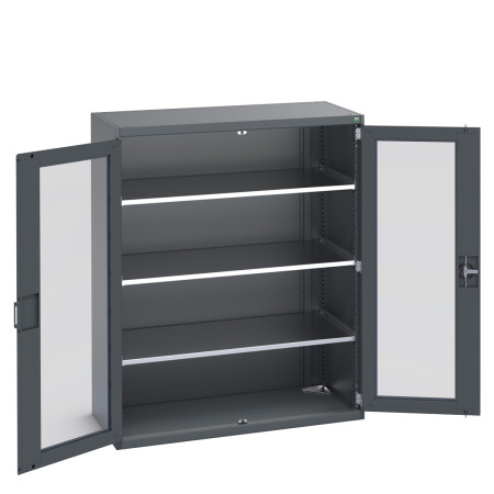 40022059 - Armoire CUBIO SMFS-13616-1 - Avec 2 Portes Transparentes et 3 Tablettes - LxPxH 1300x650x1600mm - Full Gris Anthracite RAL 7016 40022059 - Armoire CUBIO SMFS-13616-1 - Avec 2 Portes Transparentes et 3 Tablettes - LxPxH 1300x650x1600mm - Full Gris Anthracite RAL 7016