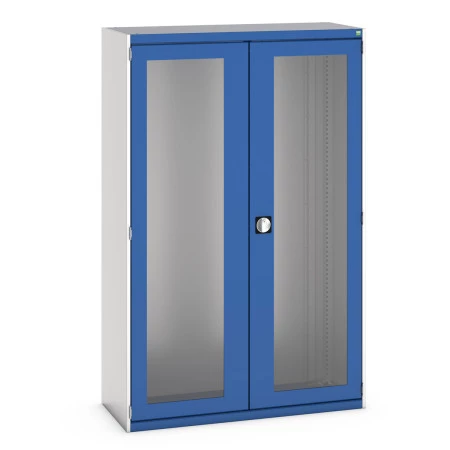 40013023 - CUBIO Armoire SMLFS-10520-2 - Avec 2 Portes Transparentes - LxPxH 1050x525x2000mm - Bleu Gentiane RAL 5010 40013023 - CUBIO Armoire SMLFS-10520-2 - Avec 2 Portes Transparentes - LxPxH 1050x525x2000mm - Bleu Gentiane RAL 5010