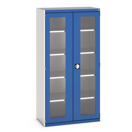 40013064 - CUBIO Armoire SMFS-10520-2 - Avec 2 Portes Transparentes, 4 Tablettes - LxPxH 1050x525x2000mm - Bleu Gentiane RAL 5010 40013064 - CUBIO Armoire SMFS-10520-2 - Avec 2 Portes Transparentes, 4 Tablettes - LxPxH 1050x525x2000mm - Bleu Gentiane RAL 5010