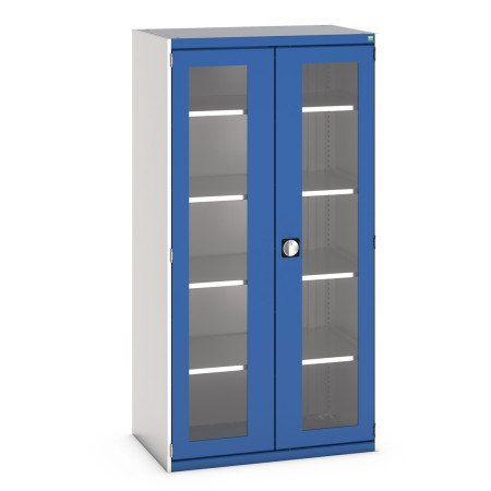 40021134 - CUBIO Armoire SMFS-10620-2 - Avec 2 Portes Transparentes et 4 Tablettes - LxPxH 1050x650x2000mm - Bleu Gentiane RAL 5010 40021134 - CUBIO Armoire SMFS-10620-2 - Avec 2 Portes Transparentes et 4 Tablettes - LxPxH 1050x650x2000mm - Bleu Gentiane RAL 5010