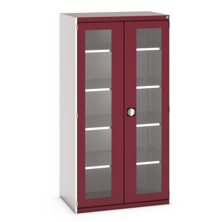 40021134 - CUBIO Armoire SMFS-10620-2 - Avec 2 Portes Transparentes et 4 Tablettes - LxPxH 1050x650x2000mm - Rouge Pourpre RAL 3004 40021134 - CUBIO Armoire SMFS-10620-2 - Avec 2 Portes Transparentes et 4 Tablettes - LxPxH 1050x650x2000mm - Rouge Pourpre RAL 3004