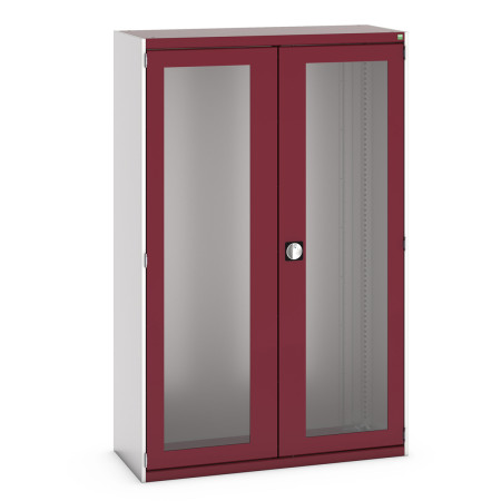 40014023 - CUBIO Armoire SMLFS-13520 - Avec 2 Portes Transparentes - LxPxH 1300x525x2000mm - Rouge Pourpre RAL 3004 40014023 - CUBIO Armoire SMLFS-13520 - Avec 2 Portes Transparentes - LxPxH 1300x525x2000mm - Rouge Pourpre RAL 3004